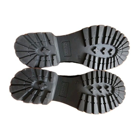 NWOT Guess Hillford W 10 Chunky Lug Sole Gold Chain Black Patent Leather Loafer - Picture 10 of 11